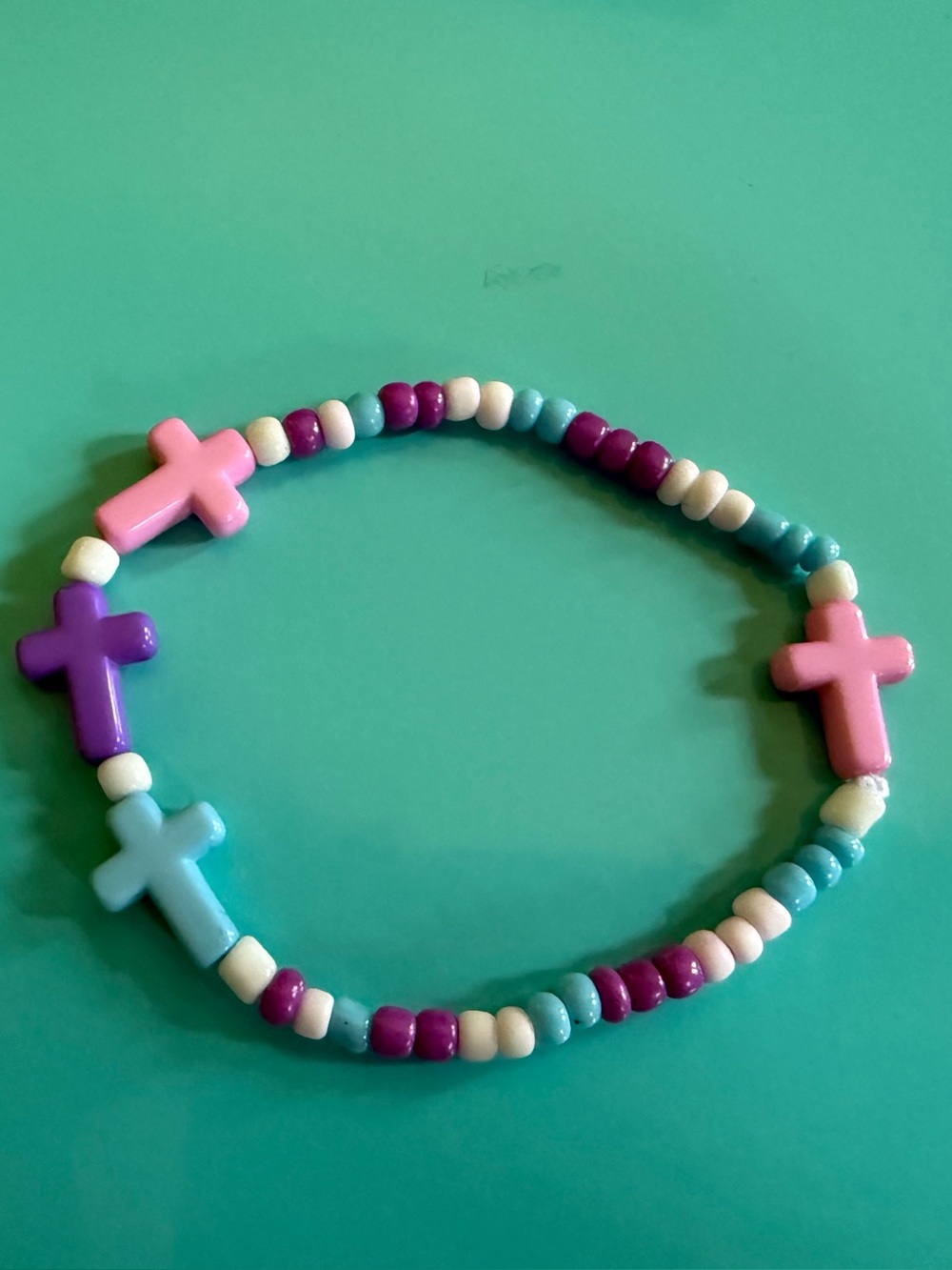 Handmade Christian Pastel Crosses Neaded Bracelet by Josie B’s